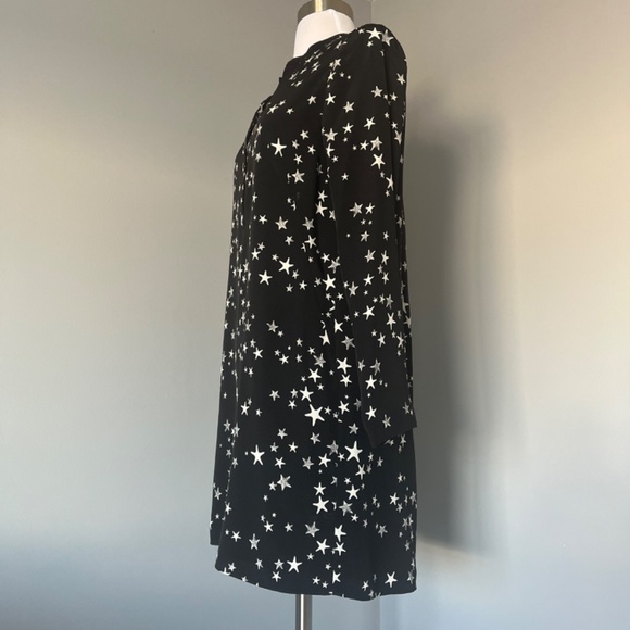 Tibi Star Printed 100% Silk Shift Long sleeve Cocktail Casual Tunic Dress 4 Smal - Picture 8 of 15